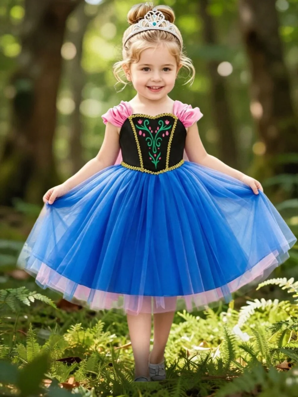 Girls Blue and Pink Princess Tulle Costume Dress